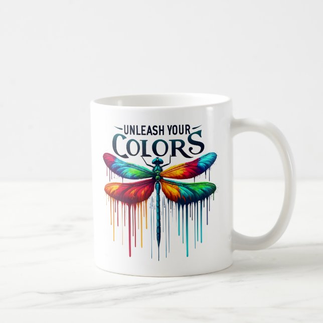 Unleash Your Colours - Artistic Dragonfly Coffee Mug (Right)