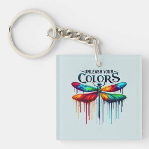 Unleash Your Colours - Artistic Dragonfly Key Ring