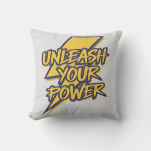 Unleash Your Power Motivational Lightning Bolt Cushion