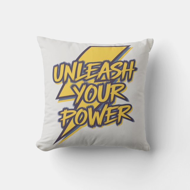 Unleash Your Power Motivational Lightning Bolt Cushion (Front)