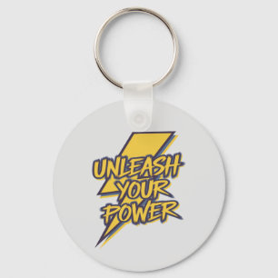 Unleash Your Power Motivational Lightning Bolt Key Ring