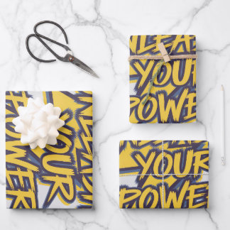 Unleash Your Power Motivational Lightning Bolt Wrapping Paper Sheet
