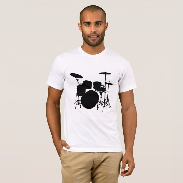 Unleash Your Rhythm: Drum Kit Silhouette  T-Shirt (Front Full)