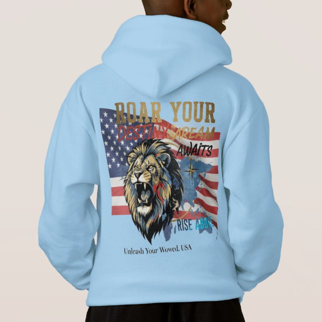 Unleash Your Roar – USA Lion Hoodie (Back)
