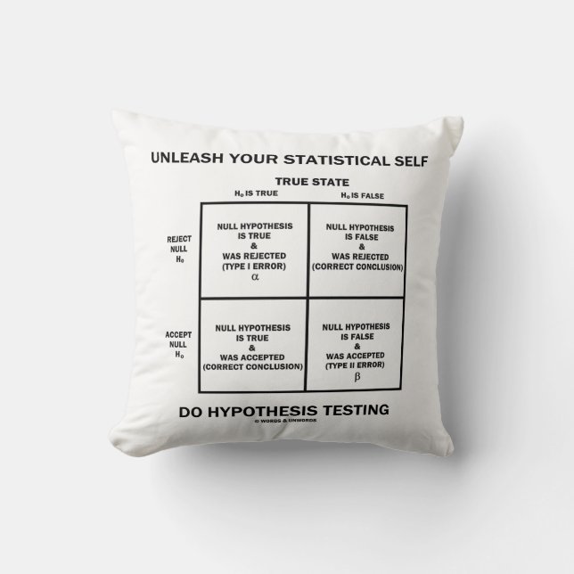 Unleash Your Statistical Self Hypothesis Testing Cushion (Front)
