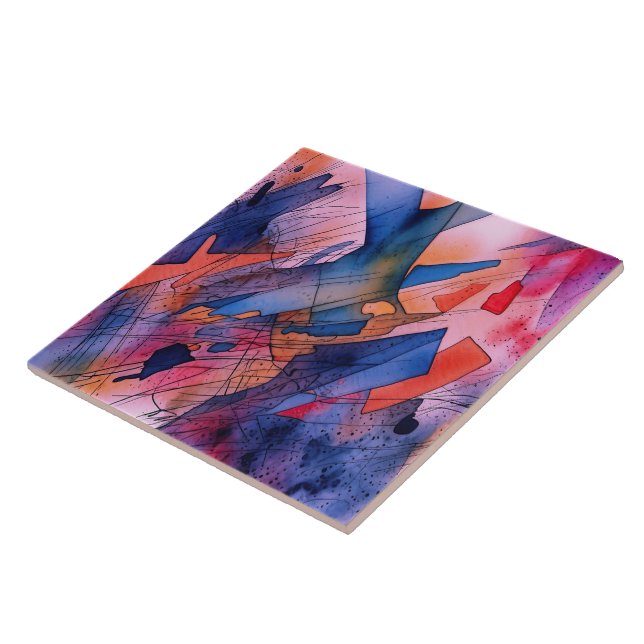 "Unleashed Potential" Contemporary Abstract Art Ceramic Tile (Side)