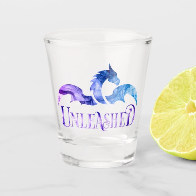 Unleashed shot glass (Front)