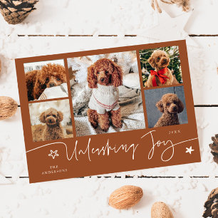 Unleashing Joy Terracotta Dog Multi Photo  Holiday Card