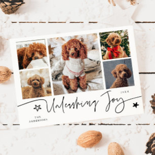 Unleashing Joy White Dog Multi Photo Holiday Card