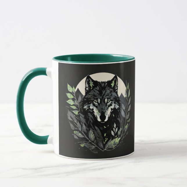 Unleashing Nature's Spirit in a Wolf-Embraced Mug (Left)