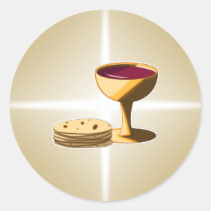 Unleavened Bread and Wine Holy Communion Classic Round Sticker