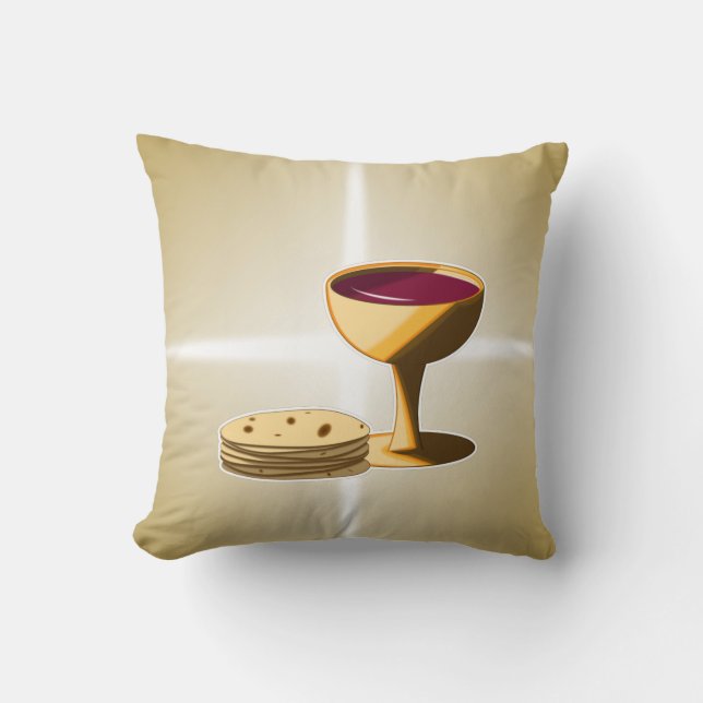 Unleavened Bread and Wine The Last Supper Easter Cushion (Front)