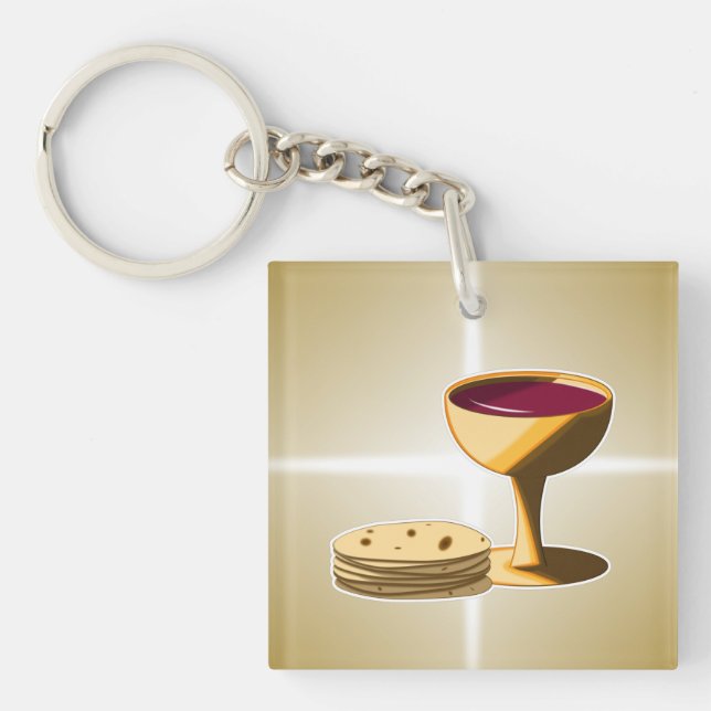 Unleavened Bread and Wine The Last Supper Easter Key Ring (Front)