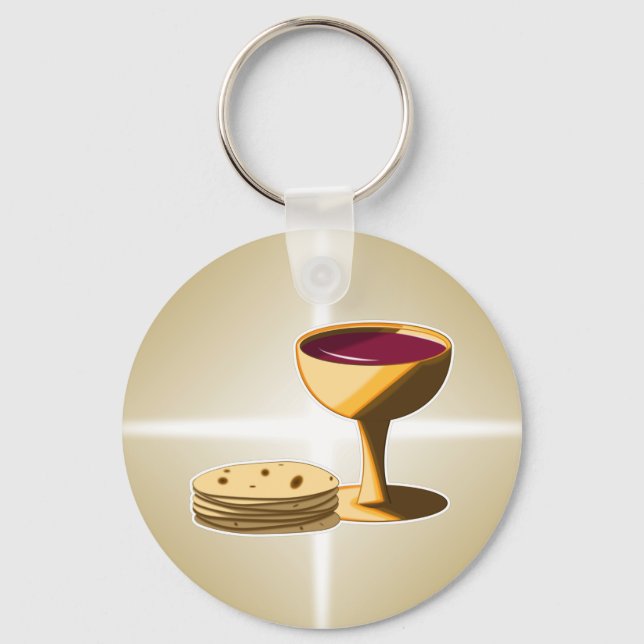 Unleavened Bread and Wine The Last Supper Easter Key Ring (Front)