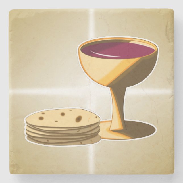 Unleavened Bread and Wine The Last Supper Easter Stone Coaster (Front)