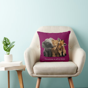 Unlikely Friends Elephant, Lion & Giraffe Friendsh Cushion