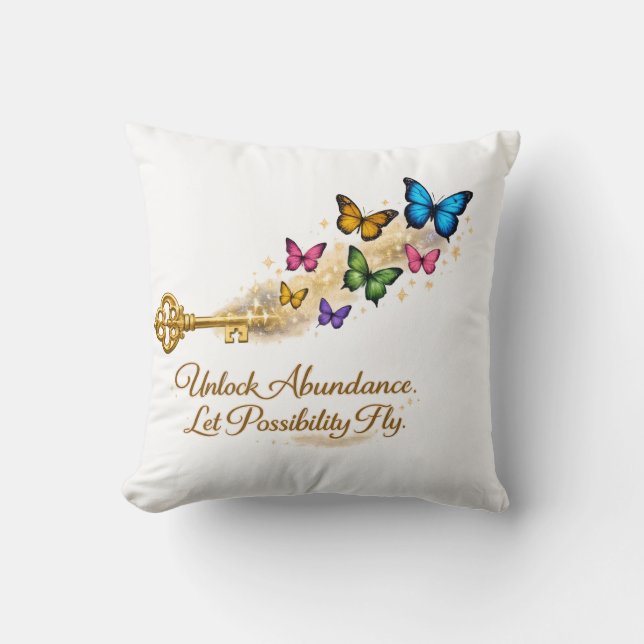 Unlock Abundance Throw Pillow (Front)