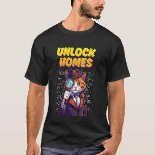 UNLOCK HOMES CAT DETECTIVE PUN FUNNY T-Shirt