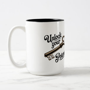Unlock Your Potential - Vintage Key Motivational  Two-Tone Coffee Mug