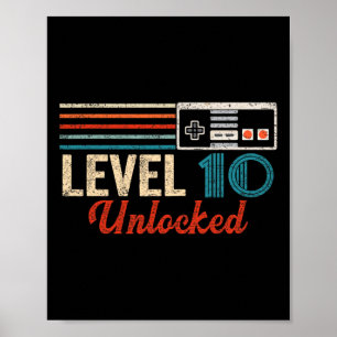 Unlocked Level 10 Birthday Boy Video Game Controll Poster