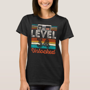 Unlocked Level 34th Birthday Boy 34 Video Game Con T-Shirt