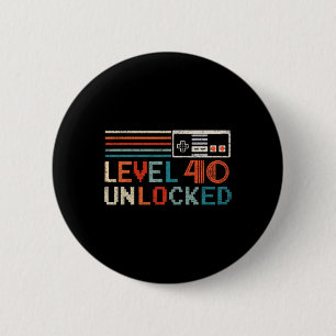 Unlocked Level 40 Birthday Boy Video Game Controll 6 Cm Round Badge