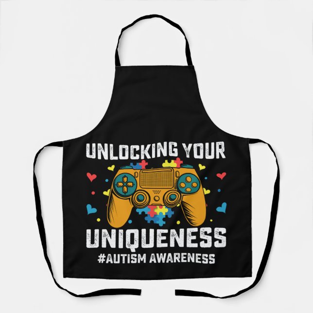 Unlocking Your Uniqueness Autism Gaming Gamer Apron (Front)
