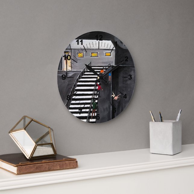 Unnecessary Steps Painting by Alfred Fox Large Clock (Office)