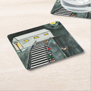 Unnecessary Steps Painting by Alfred Fox Square Paper Coaster