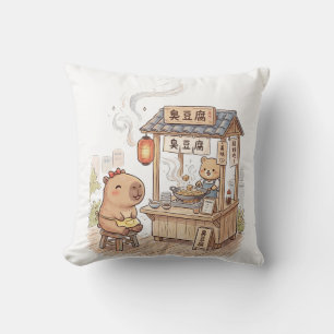 unny Capybara at Stinky Tofu Stall   Taiwan Night  Cushion