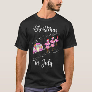 Unny Flamingo Pink Retro Camping Car Christmas In  T-Shirt