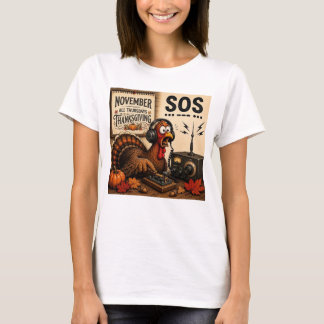 unny Thanksgiving Turkey SOS Morse Code Ham Radio T-Shirt