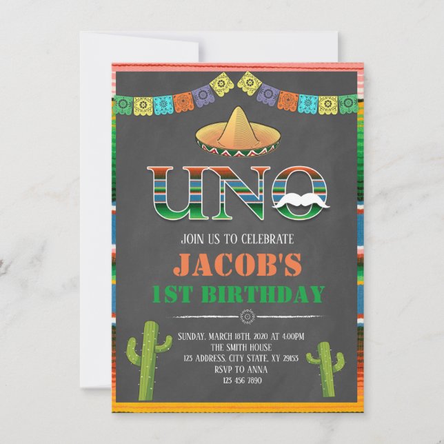 UNO fiesta birthday invitation (Front)