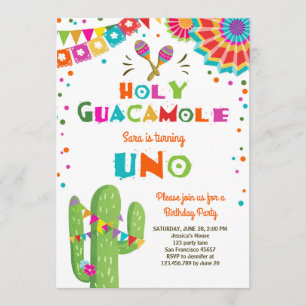 Uno Fiesta First Birthday invitation Cactus Party
