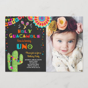 Uno Fiesta First Birthday invitation Cactus Party