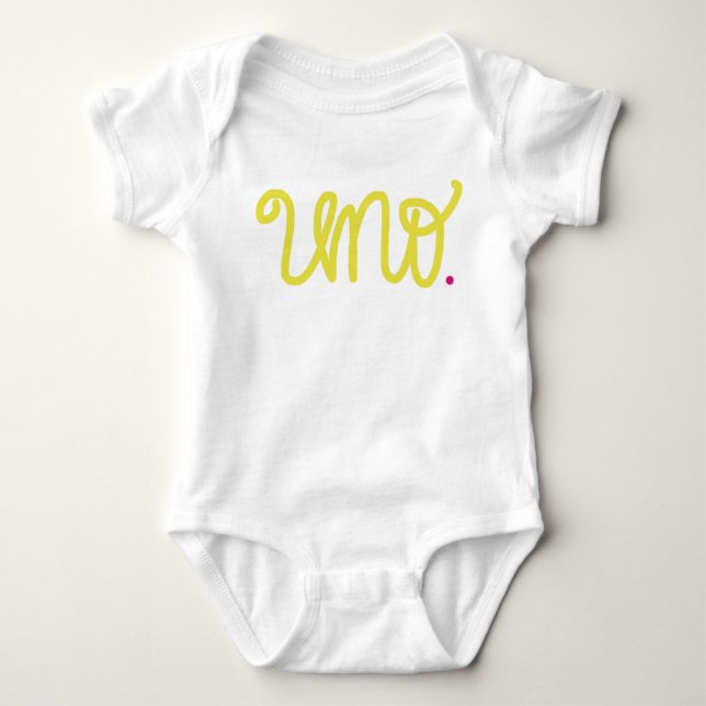 Uno First birthday onsie Baby Bodysuit (Front)