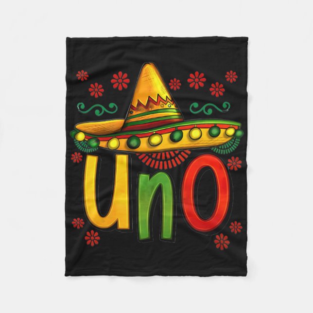 Uno My First Mexican Birthday Cinco De Mayo 1st Bi Fleece Blanket (Front)