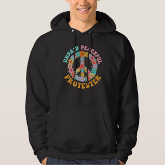 Unpaid Peaceful Protest Floral Peace Sign Hoodie