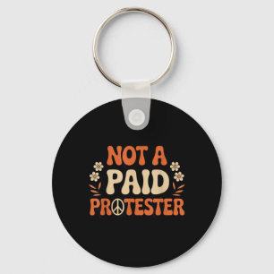 Unpaid Peaceful Protester Groovy Peace Symbol Key Ring