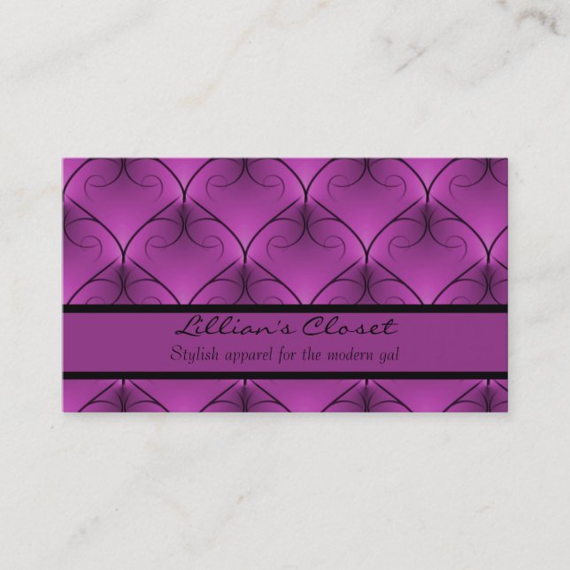Unparalleled Elegance Business Card, Purple Business Card (Front)