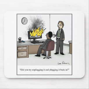 Unplug and Plug it Back in Cartoon Mouse Pad