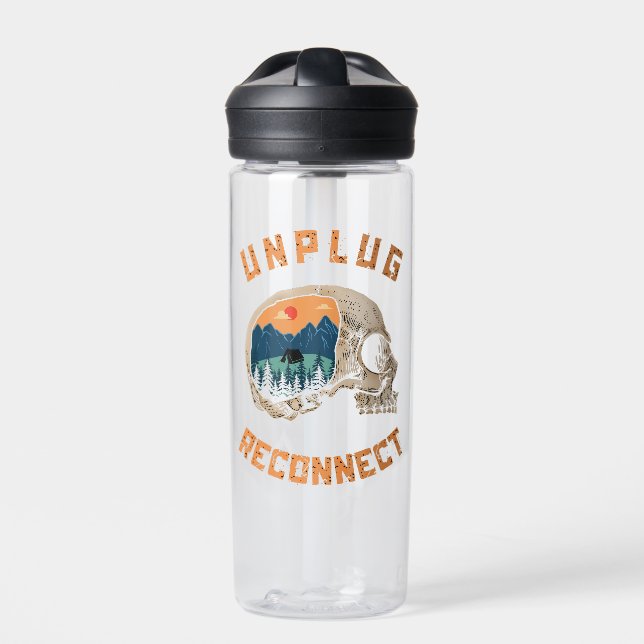 Unplug And Reconnect Campers Life Water Bottle (Front)