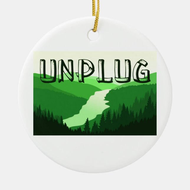 Unplug Ceramic Ornament (Front)