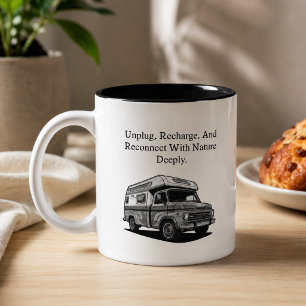 Unplug Recharge Reconnect Nature Outdoor Therapy Two-Tone Coffee Mug