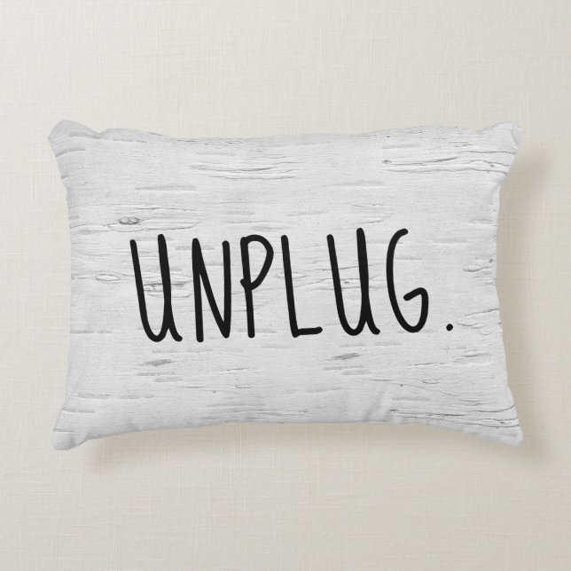 UNPLUG Text On Birch Tree  Decorative Cushion (Front)