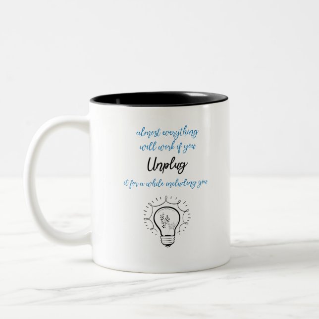 UNPLUG Two-Tone COFFEE MUG (Left)