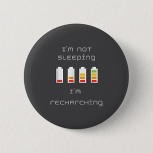 Unplugged & Energized_ Cool Battery Design 6 Cm Round Badge
