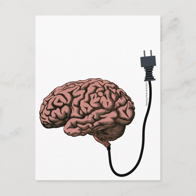 Unplugged Brain Steampunk Curiosity Anatomy Postcard (Front)