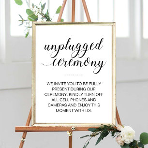 Unplugged Ceremony Elegant Script Wedding Sign