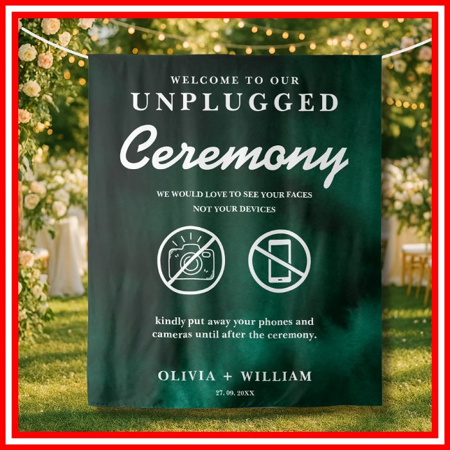 Unplugged Ceremony Emerald Green Backdrop Tapestry (Creator Uploaded)
